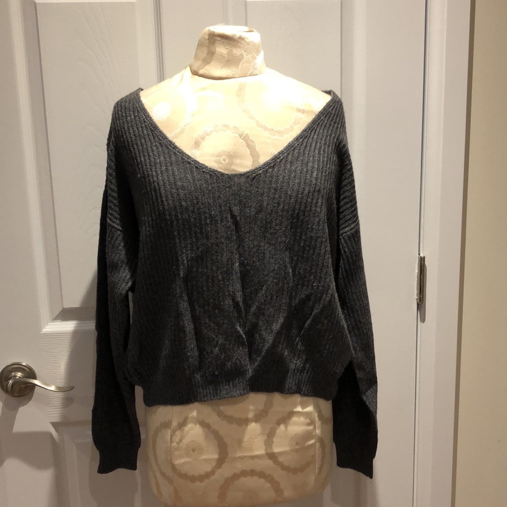 Dynamite | Soft & Stretchy V-neck Sweater with Back Knot